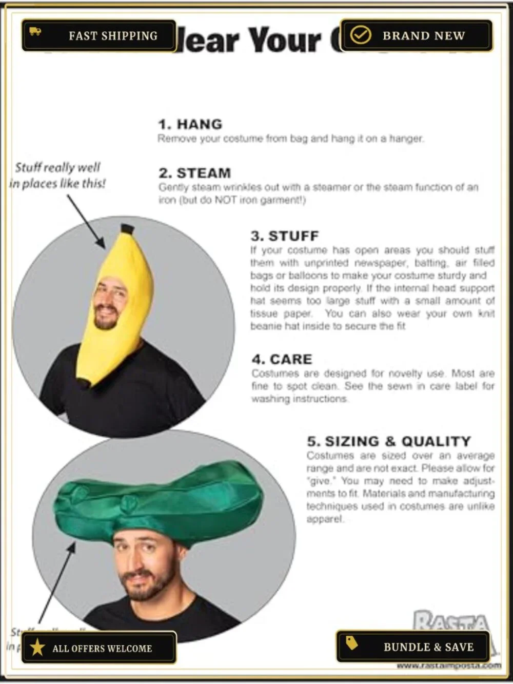 Rasta Imposta Banana Hat Costume Accessory One Size Adult
